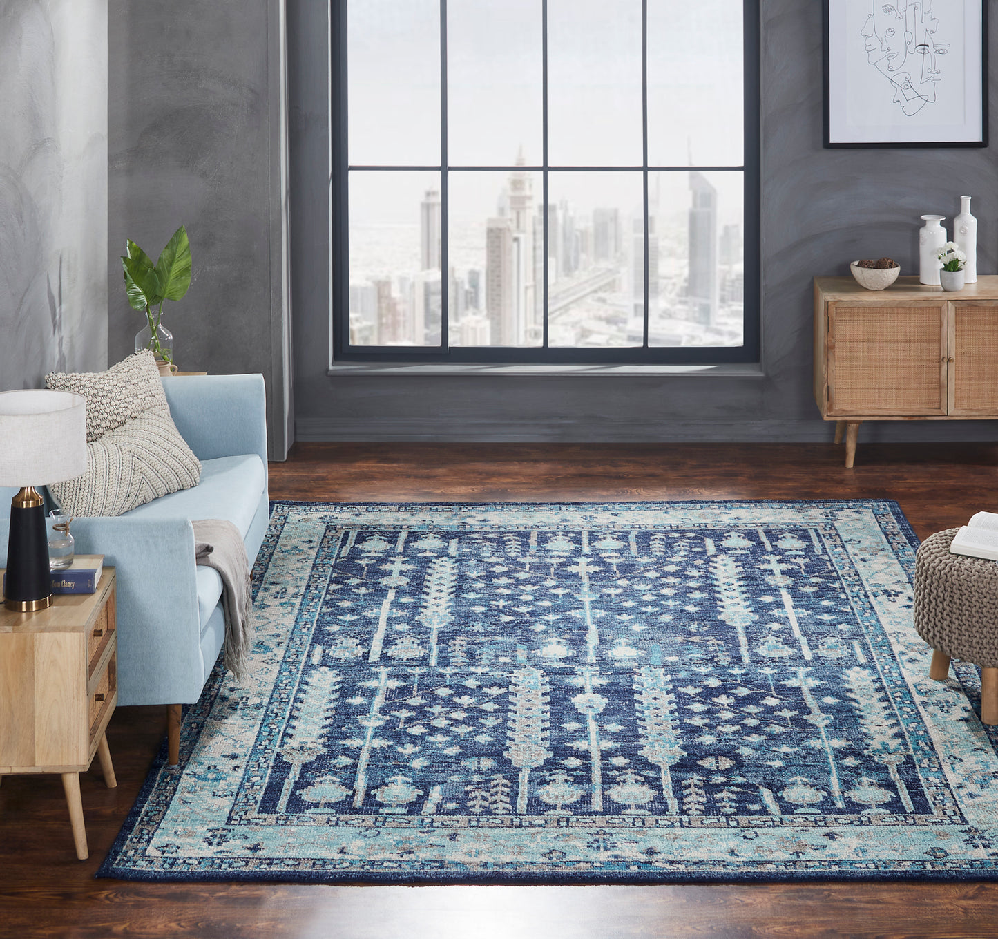 Talora TL661 Lapis-Aquamarine Hand Knotted Wool Rug