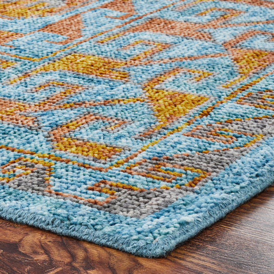 Talora TL669 Turquoise-Tangerine Hand Knotted Wool Rug