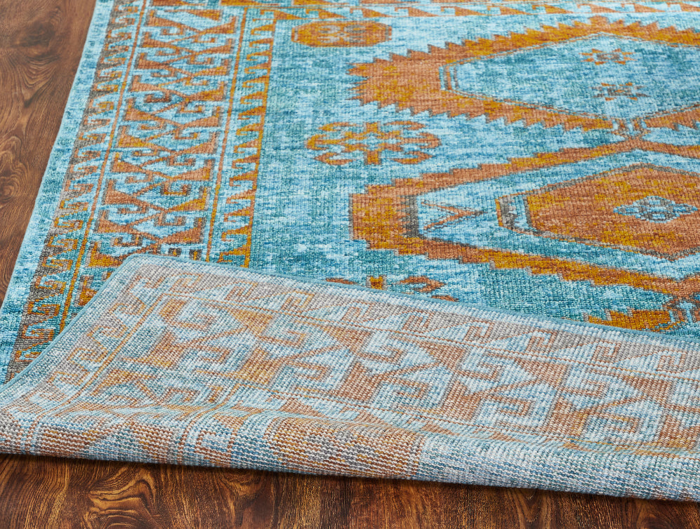 Talora TL669 Turquoise-Tangerine Hand Knotted Wool Rug