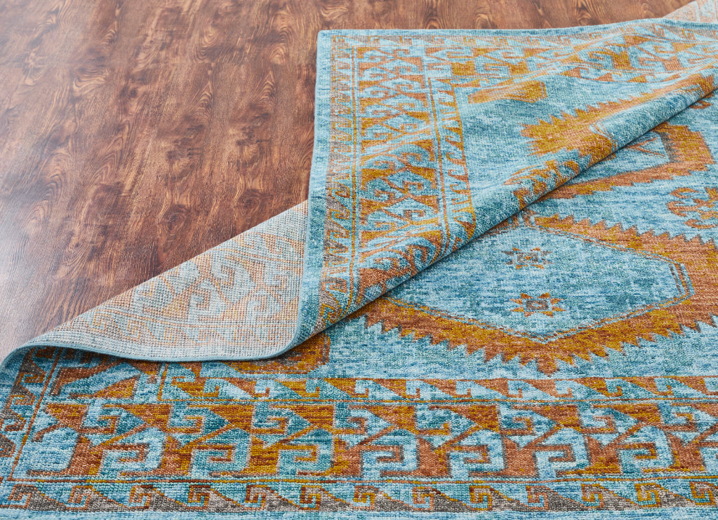 Talora TL669 Turquoise-Tangerine Hand Knotted Wool Rug