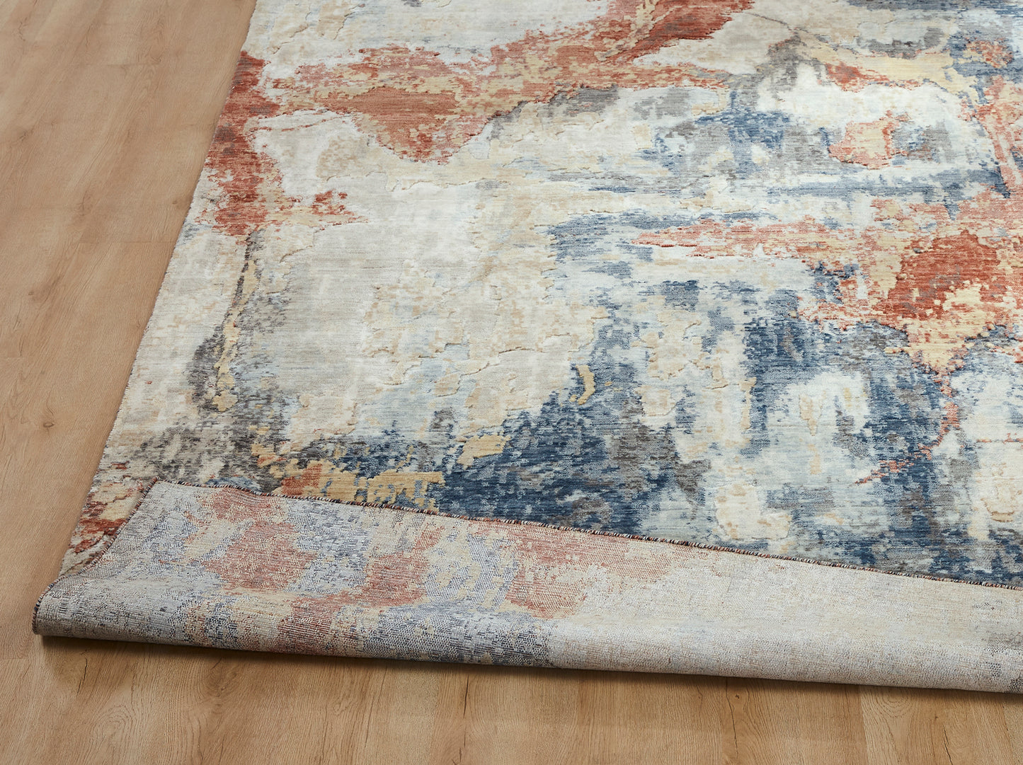 Ventura VN1390 Blues-Spice Abstract Power Loom Wool Rug
