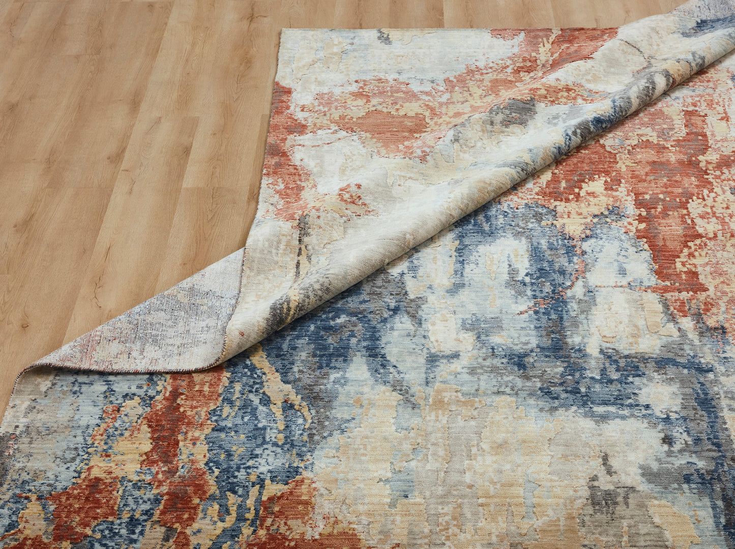 Ventura VN1390 Blues-Spice Abstract Power Loom Wool Rug