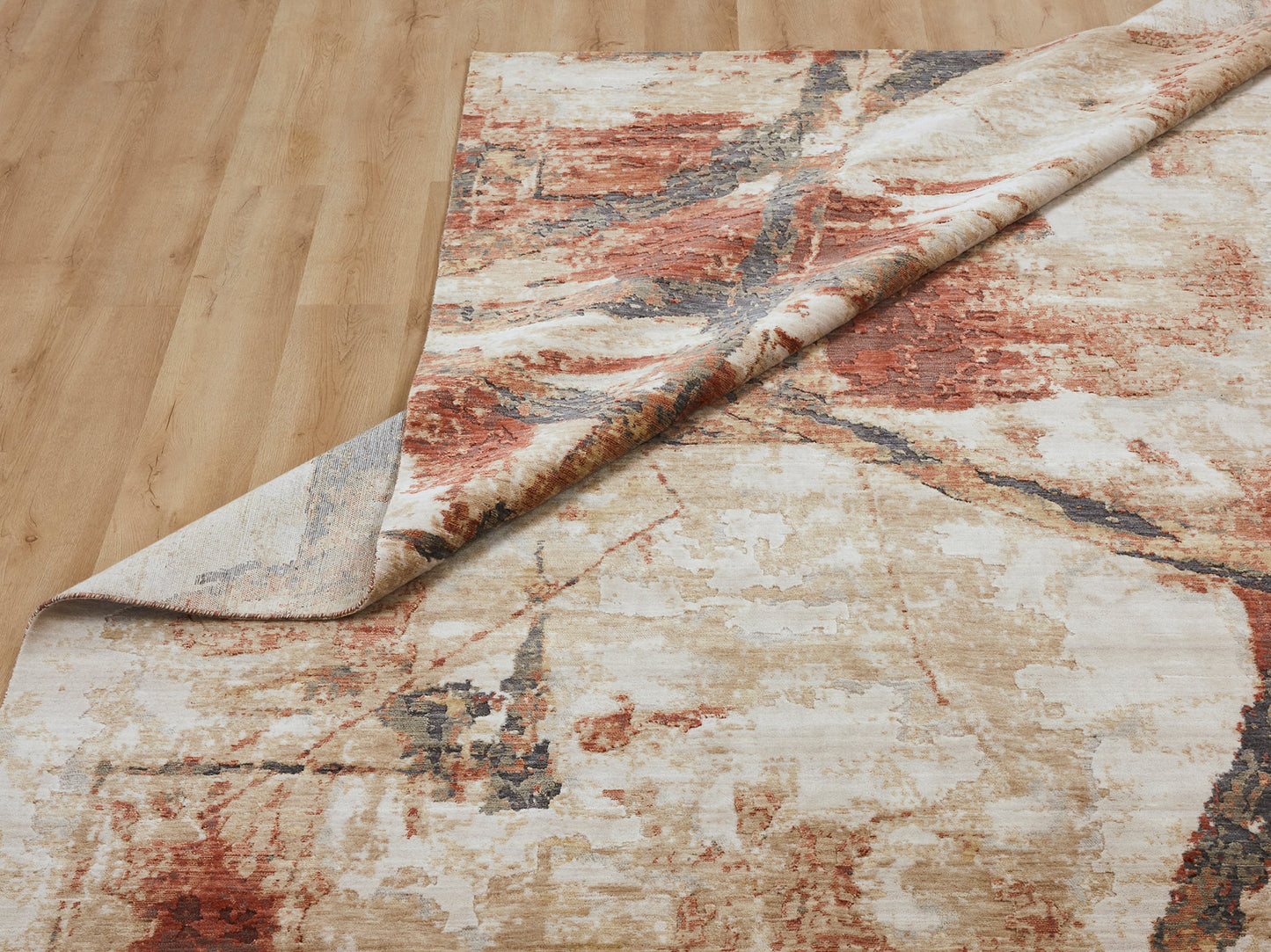 Ventura VN1392 Russet-Sand Tones Abstract Power Loom Wool Rug