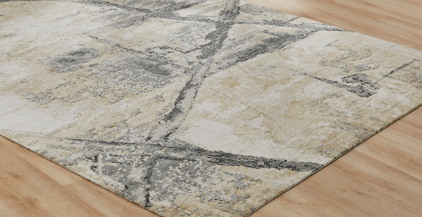 Ventura VN1393 Sands-Greys Abstract Power Loom Wool Rug