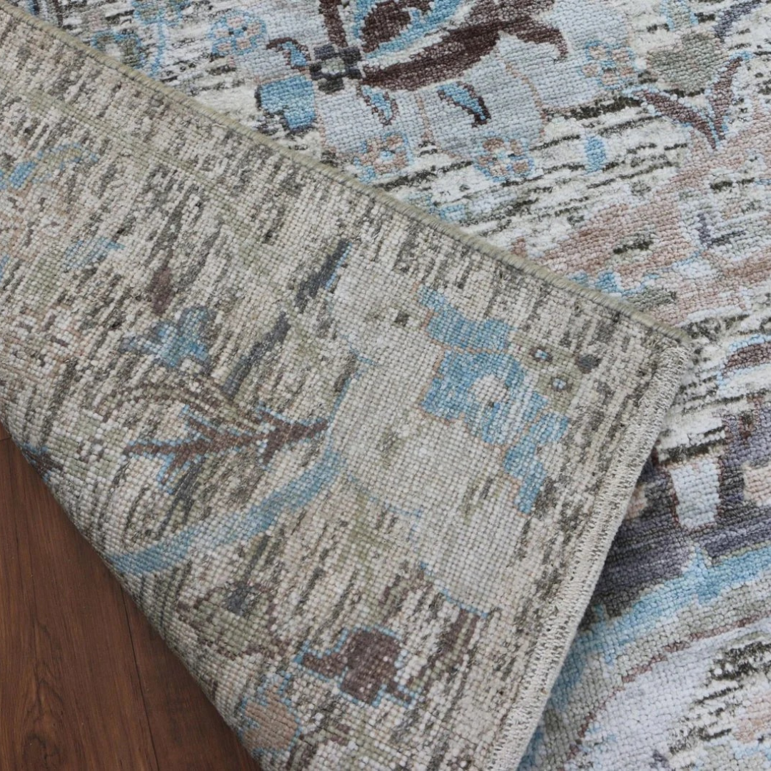 Indo Fine Handmade Wool & Silk Oxidized 9'x12' Rug