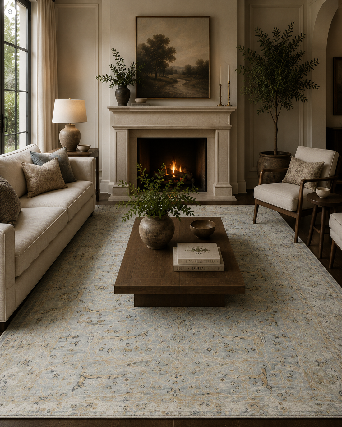 How to Create a Luxury Living Room Around a Vintage-Inspired Rug