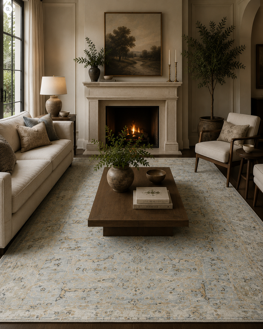 How to Create a Luxury Living Room Around a Vintage-Inspired Rug