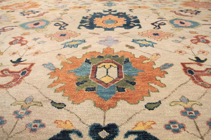 Mahal Beige Hand-Knotted Wool 10'x17' Custom Rug