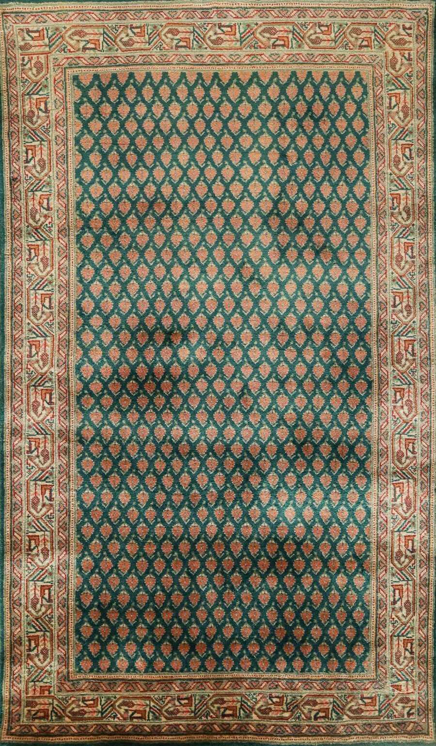 Mir Green & Cream Fine Handmade 3'x5' Rug