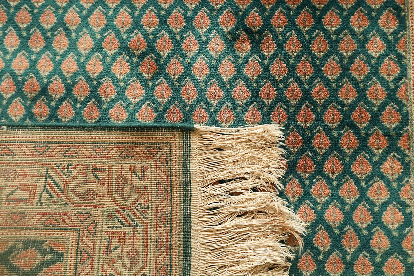 Mir Green & Cream Fine Handmade 3'x5' Rug