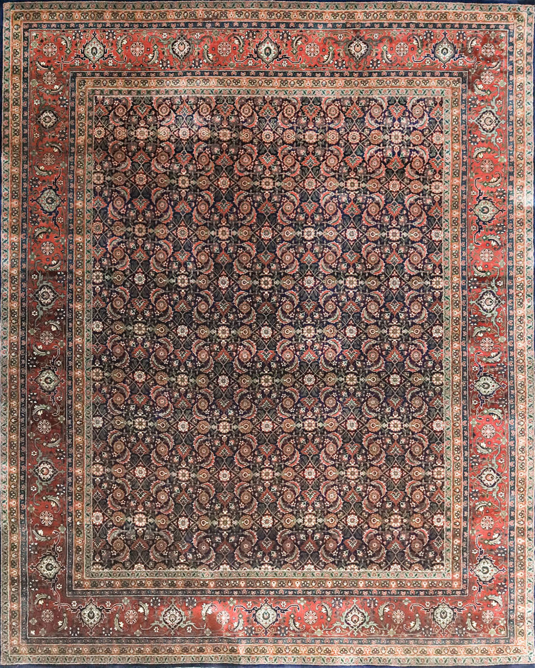 Herati Dark Blue & Rust Fine Handmade 8'x10' Rug