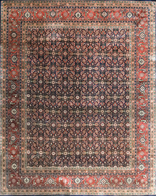 Herati Dark Blue & Rust Fine Handmade 8'x10' Rug