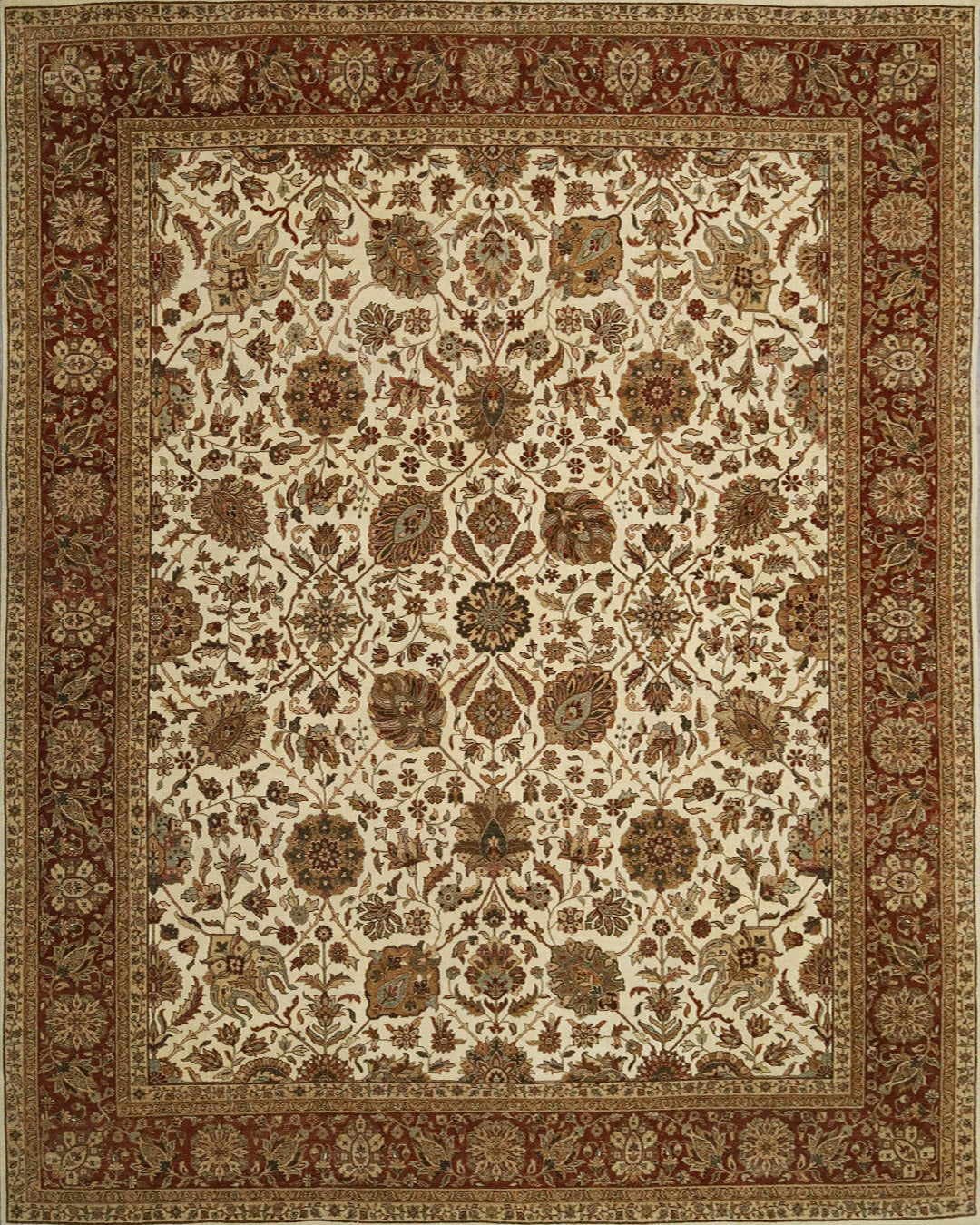 Tabriz Ivory & Rust Fine Handmade 8'x10' Rug