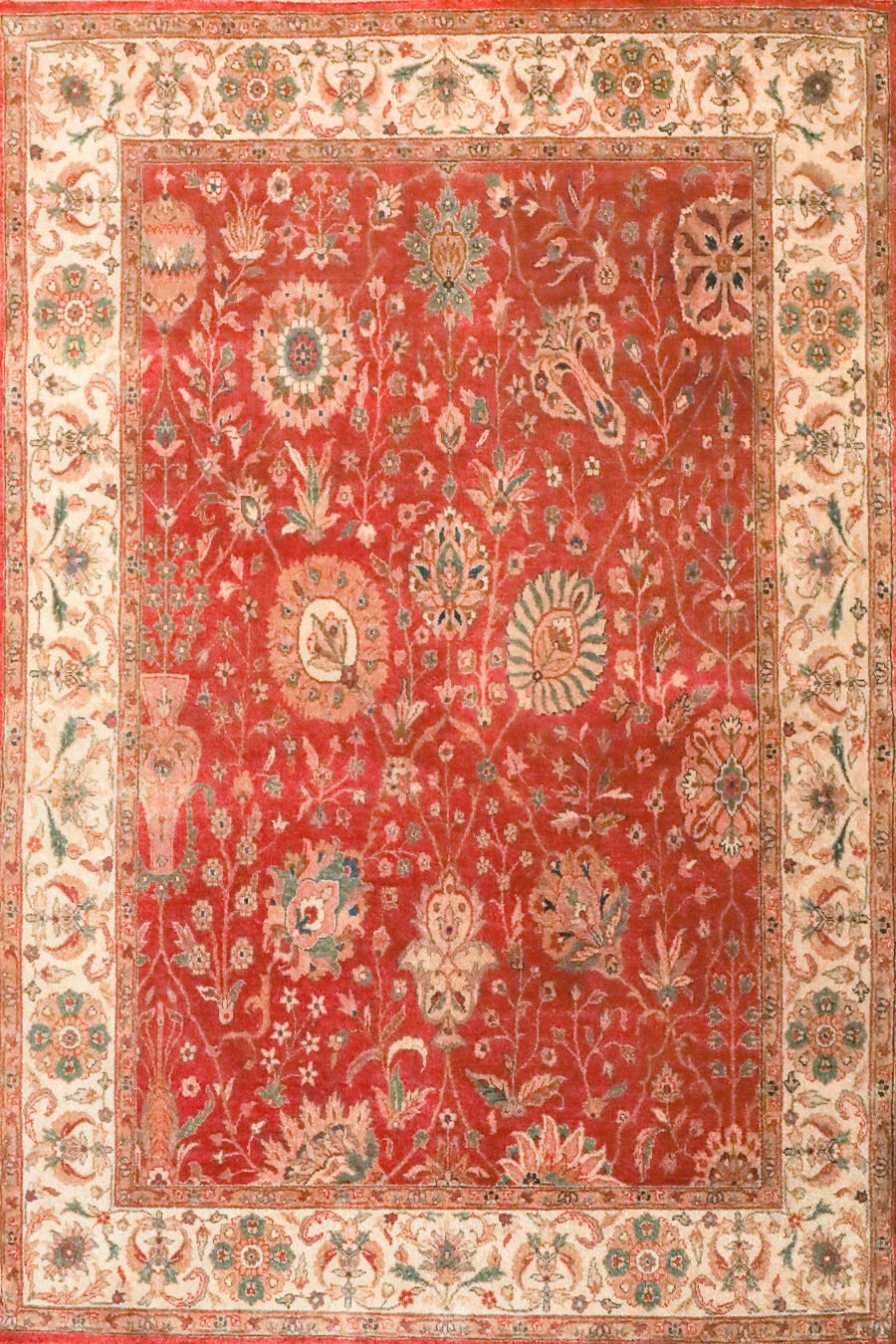 Tabriz Rust & Cream Fine Handmade 4'9"x6'8" Rug