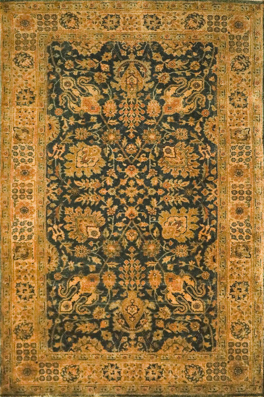 Tabriz Blue & Cream Hardtwist Fine Handmade Rug