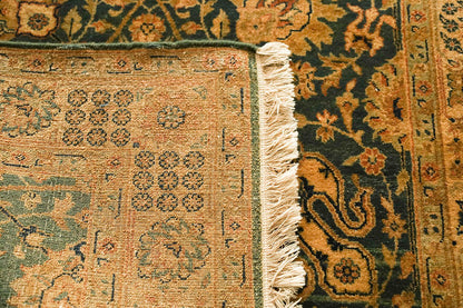 Tabriz Blue & Cream Hardtwist Fine Handmade Rug