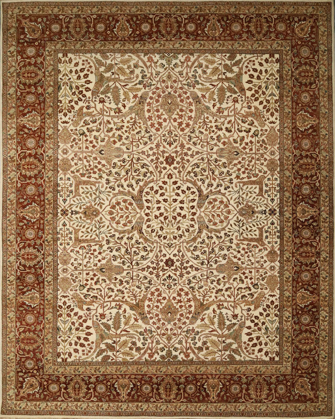 Kangaroo Ivory & Rust Fine Handmade 8'x10' Rug