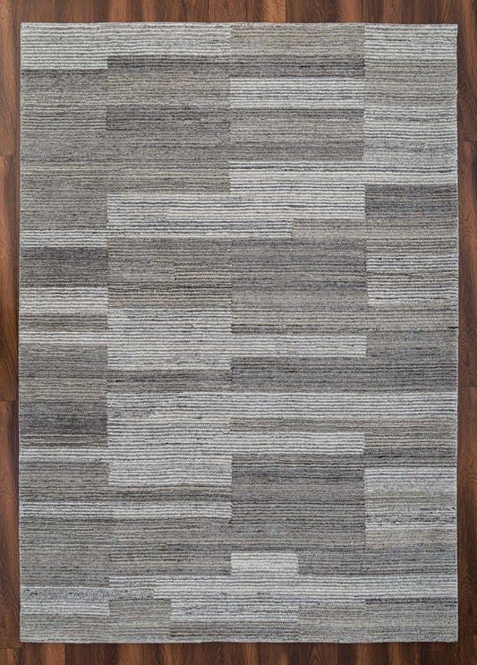 Eco Loop Stria Light Grey and Grey Hand Tufted Undyed Rug