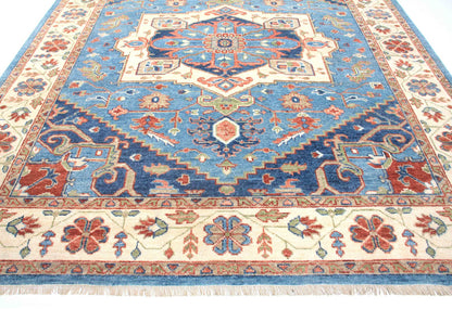 Heriz Blue Hand-Knotted Wool 8'x12' Custom Rug