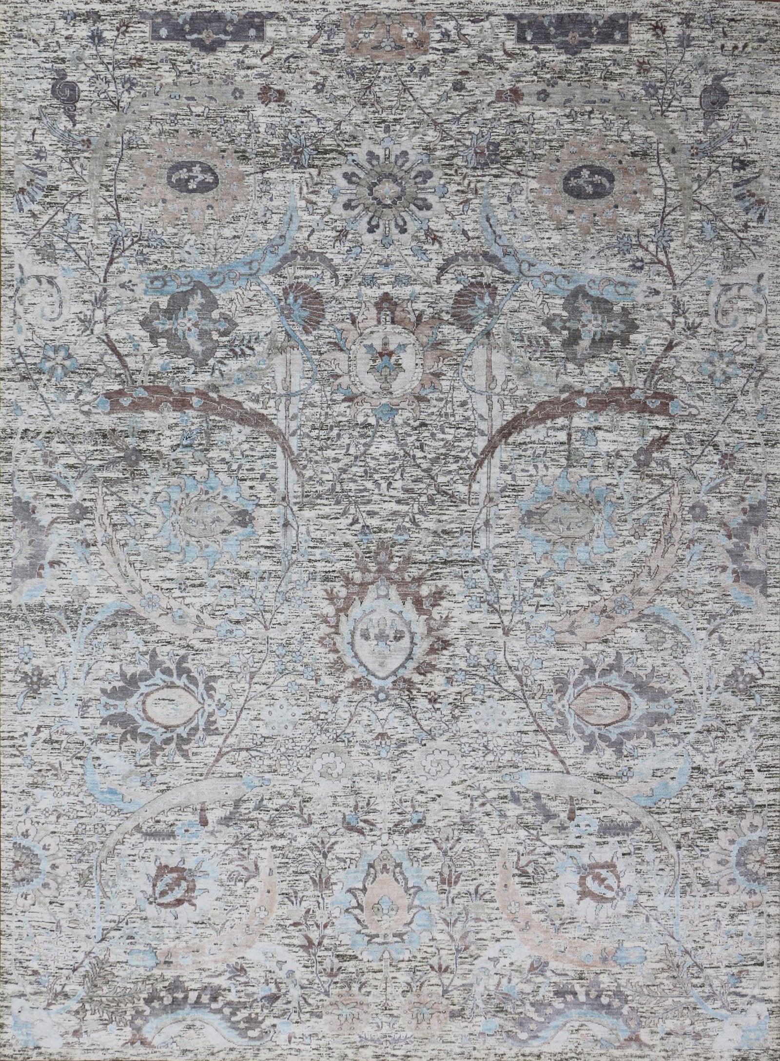 Oxidized Rust Rug Indo Fine Handmade Wool and Silk Oxidized 9'x12' Rug - Cassim Rug Gallery