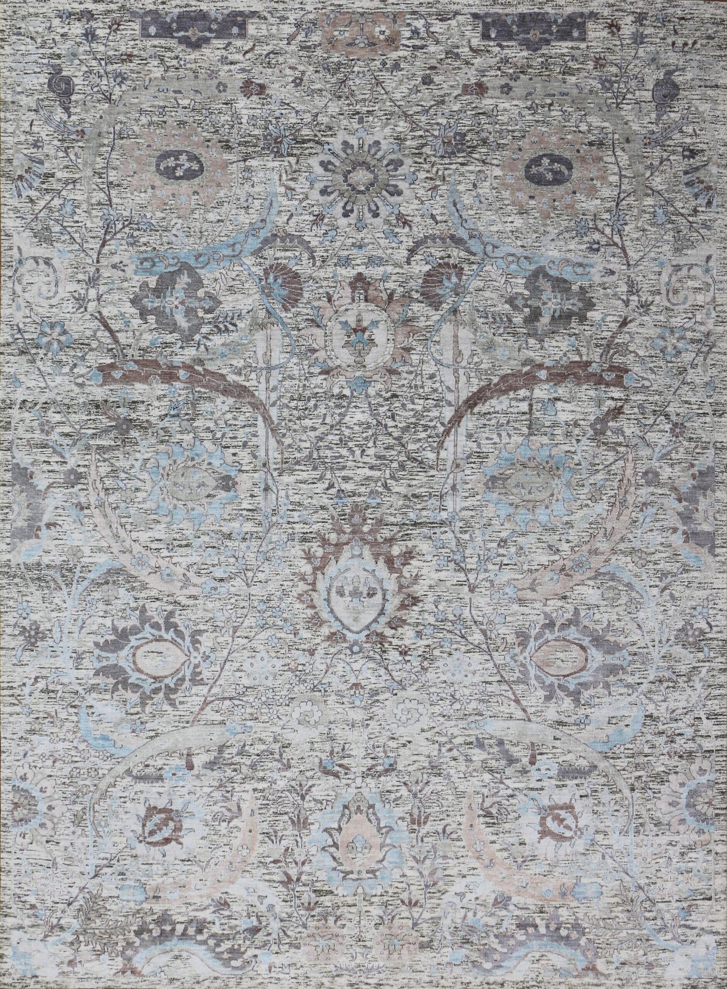 Indo Fine Handmade Wool & Silk Oxidized 9'x12' Rug