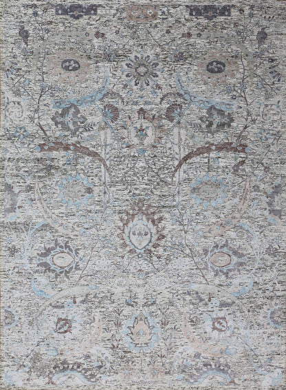 Indo Fine Handmade Wool & Silk Oxidized 9'x12' Rug