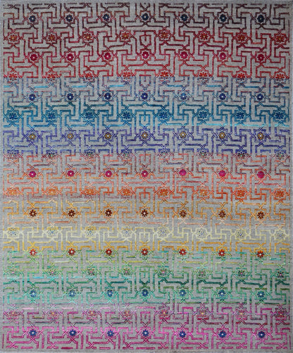 Colorful Fine Handmade Contemporary 8'x10' Rug