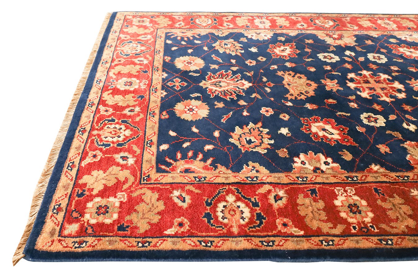 Sultanabad Blue & Rust Fine Handmade 4'4"x6'6" Rug