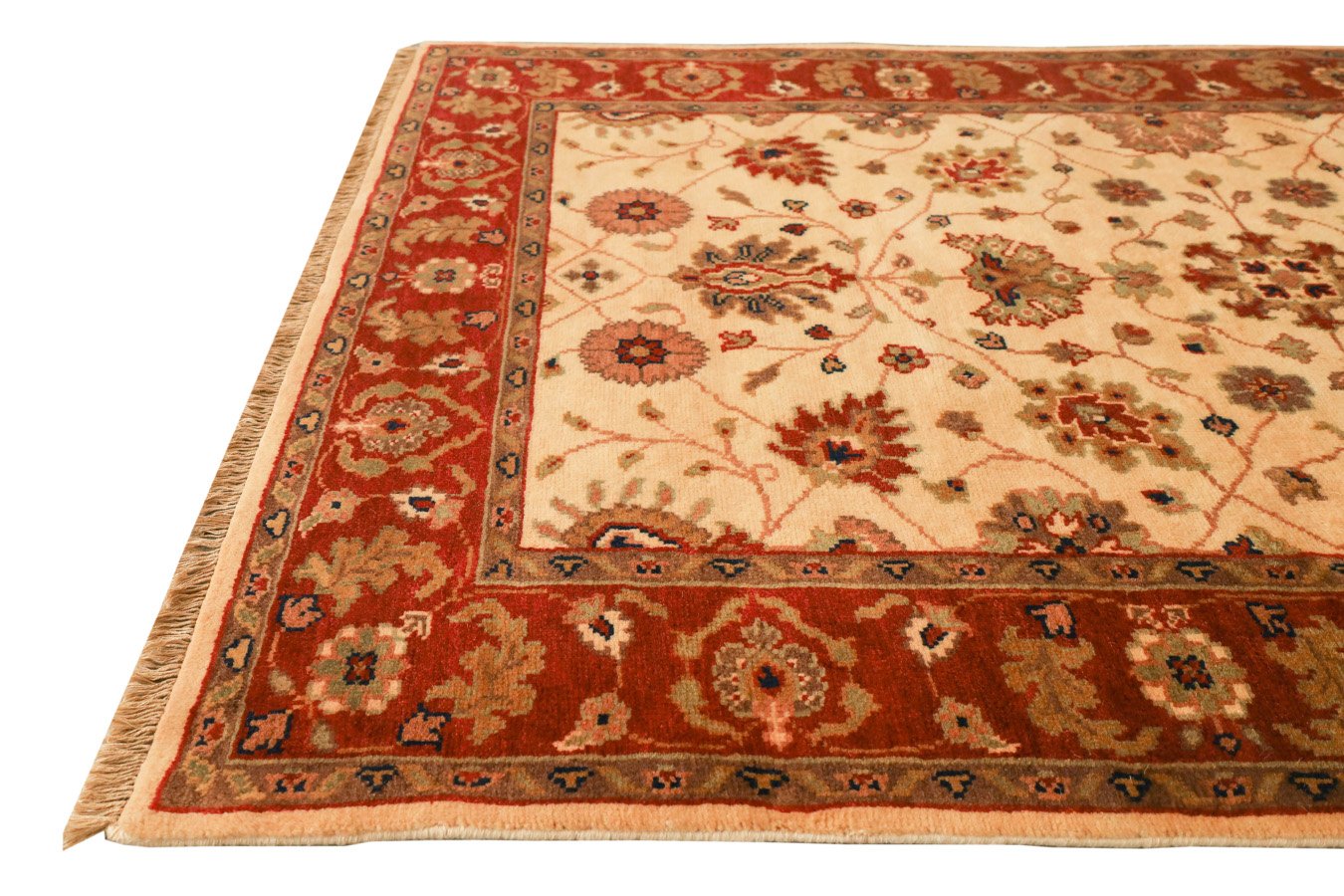 Sultanabad Cream & Rust Fine Handmade 4'6"x6'4" Rug