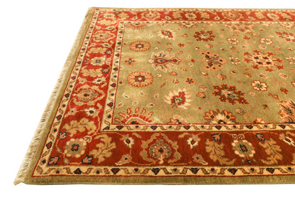 Sultanabad Green & Rust Fine Handmade 4'4"x6'6" Rug