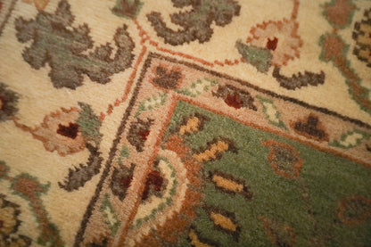 Sultanabad Green & Cream Fine Handmade 4'6"x6'4" Rug