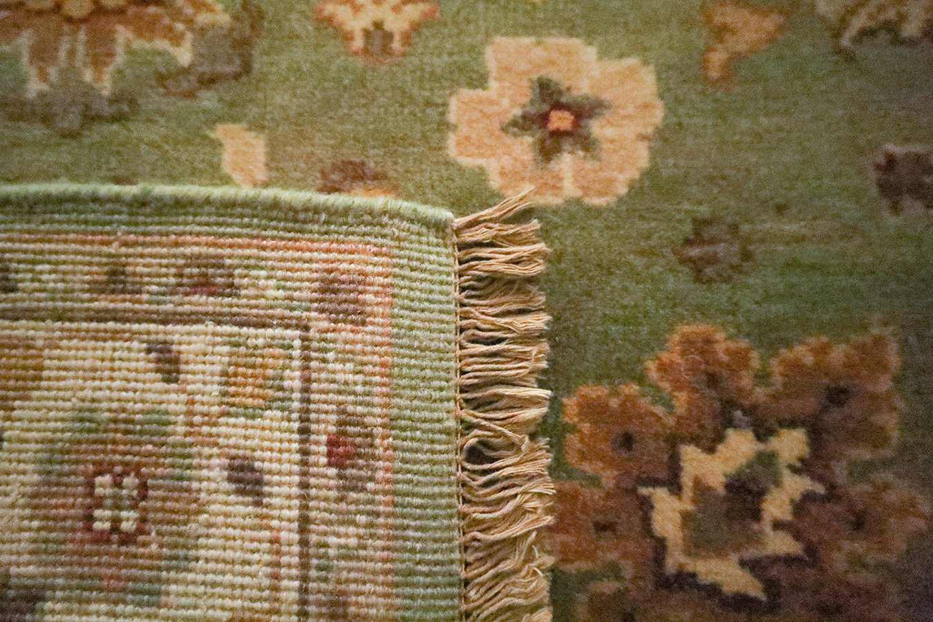 Sultanabad Green & Cream Fine Handmade 4'6"x6'4" Rug