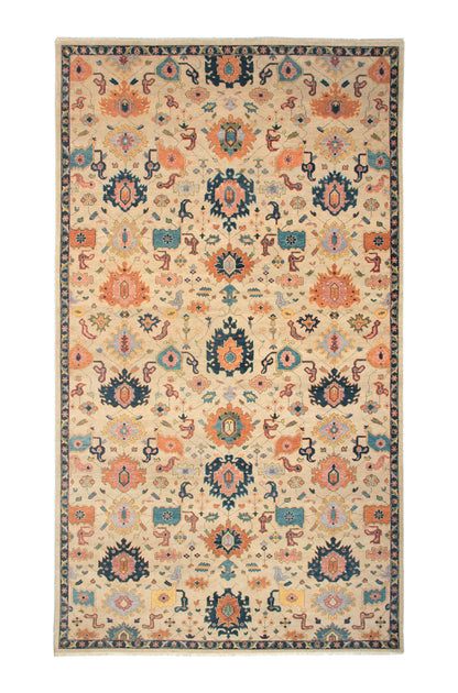 Mahal Beige Hand-Knotted Wool 10'x17' Custom Rug