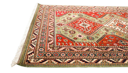 Seraz Green Fine Handmade Traditional 4'6"x6'9" Rug