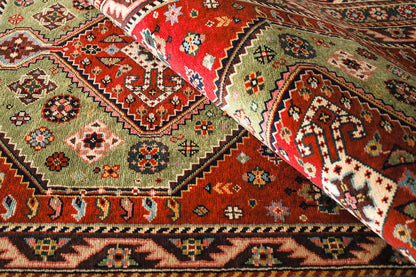 Seraz Green Fine Handmade Traditional 4'6"x6'9" Rug