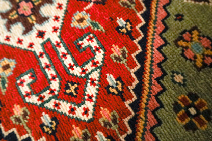 Seraz Green Fine Handmade Traditional 4'6"x6'9" Rug