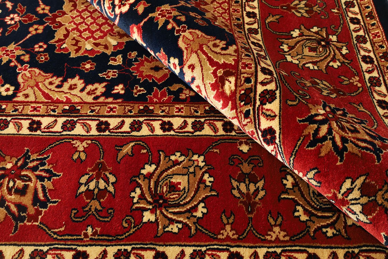 Moghul Dark Blue & Rust Fine Handmade 8'x10' Rug – Cassim Rug Gallery