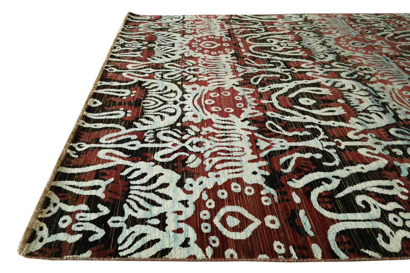 Salazar Colorful Wool & Silk Fine Handmade 5'6"x7'8" Contemporary Rug