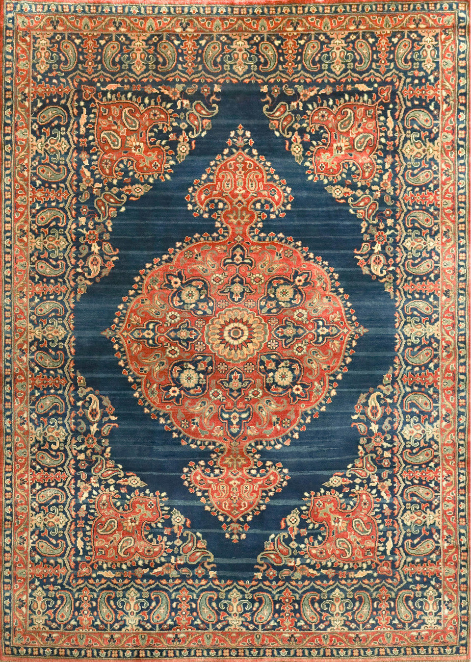 Noor Jahan Blue Fine Handmade 4'8"x6'7" Vegetable Dyed Rug