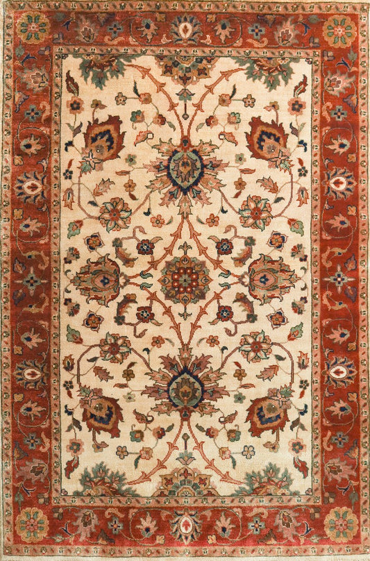 Sultan Shah Cream & Rust Fine Handmade Vegetable Dyed Rug