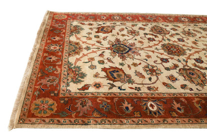 Sultan Shah Cream & Rust Fine Handmade Vegetable Dyed Rug