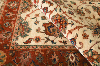 Sultan Shah Cream & Rust Fine Handmade Vegetable Dyed Rug