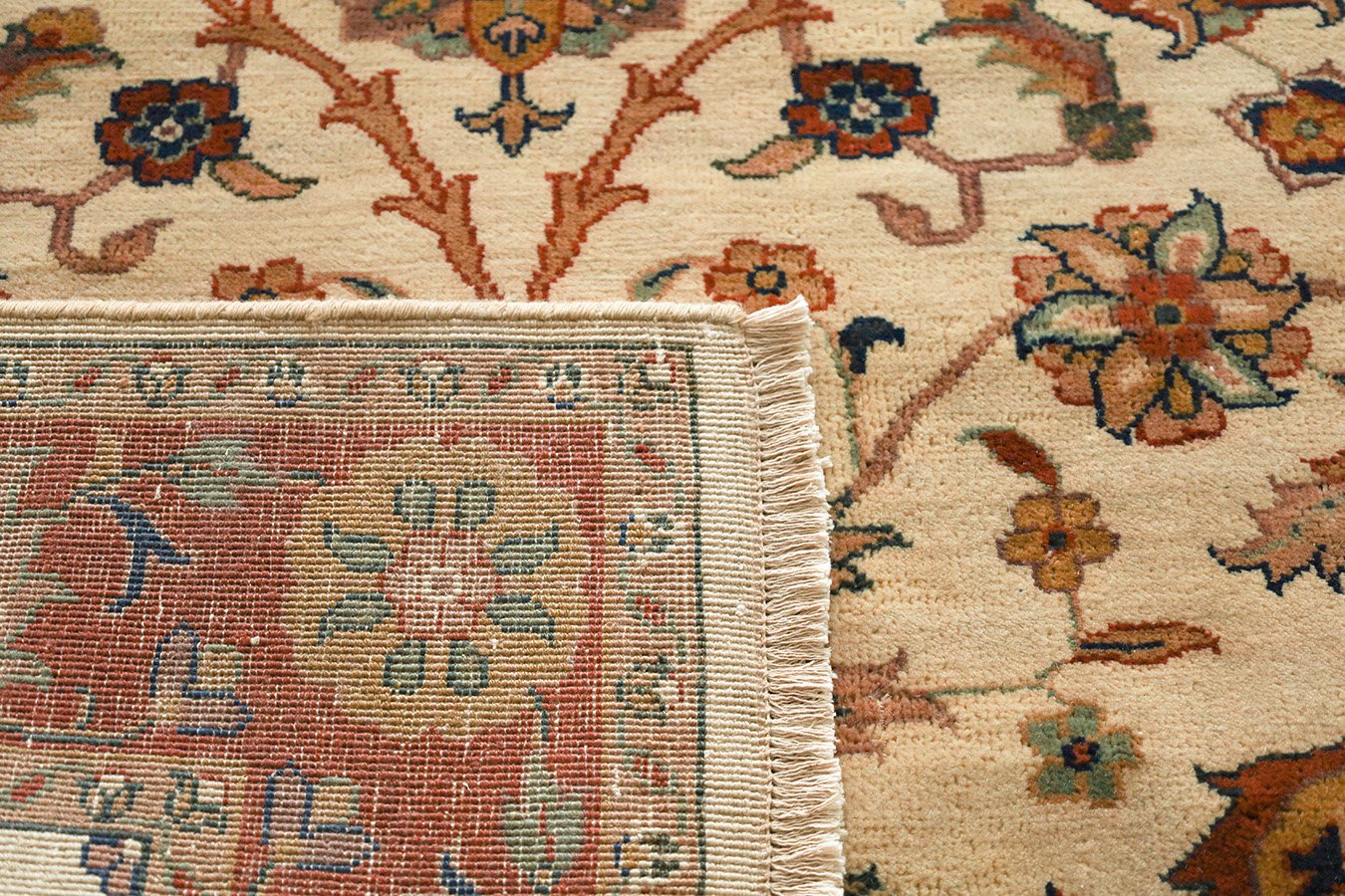 Sultan Shah Cream & Rust Fine Handmade Vegetable Dyed Rug