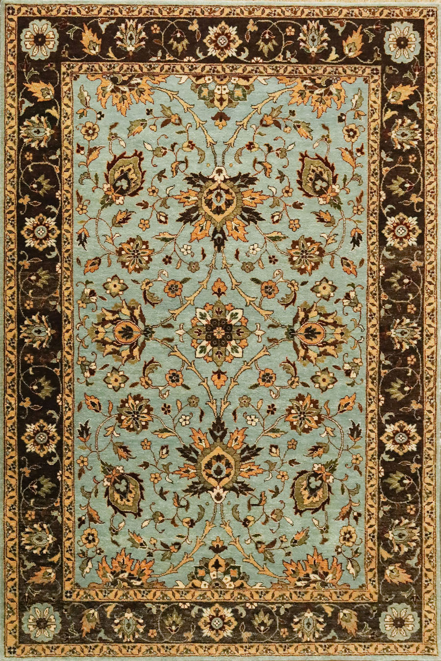 Sultan Shah Lt. Blue & Brown Fine Handmade 6'x9' Rug