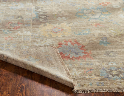 Adana AA891 Weathered Walnut-Multi Wool & Silkette Blend Rug