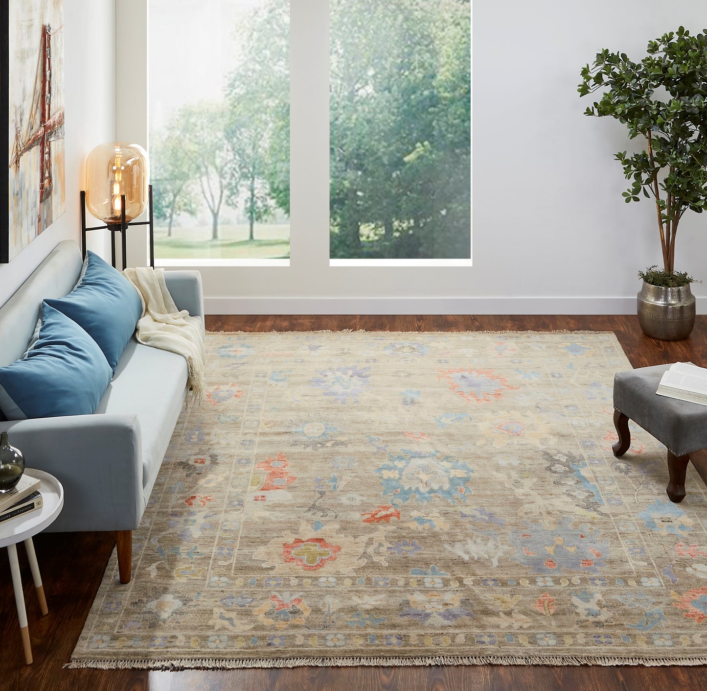 Adana AA891 Weathered Walnut-Multi Wool & Silkette Blend Rug