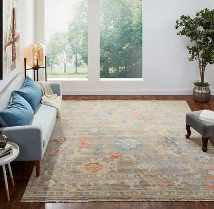 Adana AA891 Weathered Walnut-Multi Wool & Silkette Blend Rug