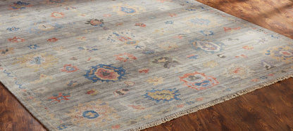 Adana AA893 Pearl Grey-Multi Wool & Silkette Blend Rug