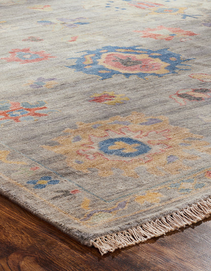 Adana AA893 Pearl Grey-Multi Wool & Silkette Blend Rug