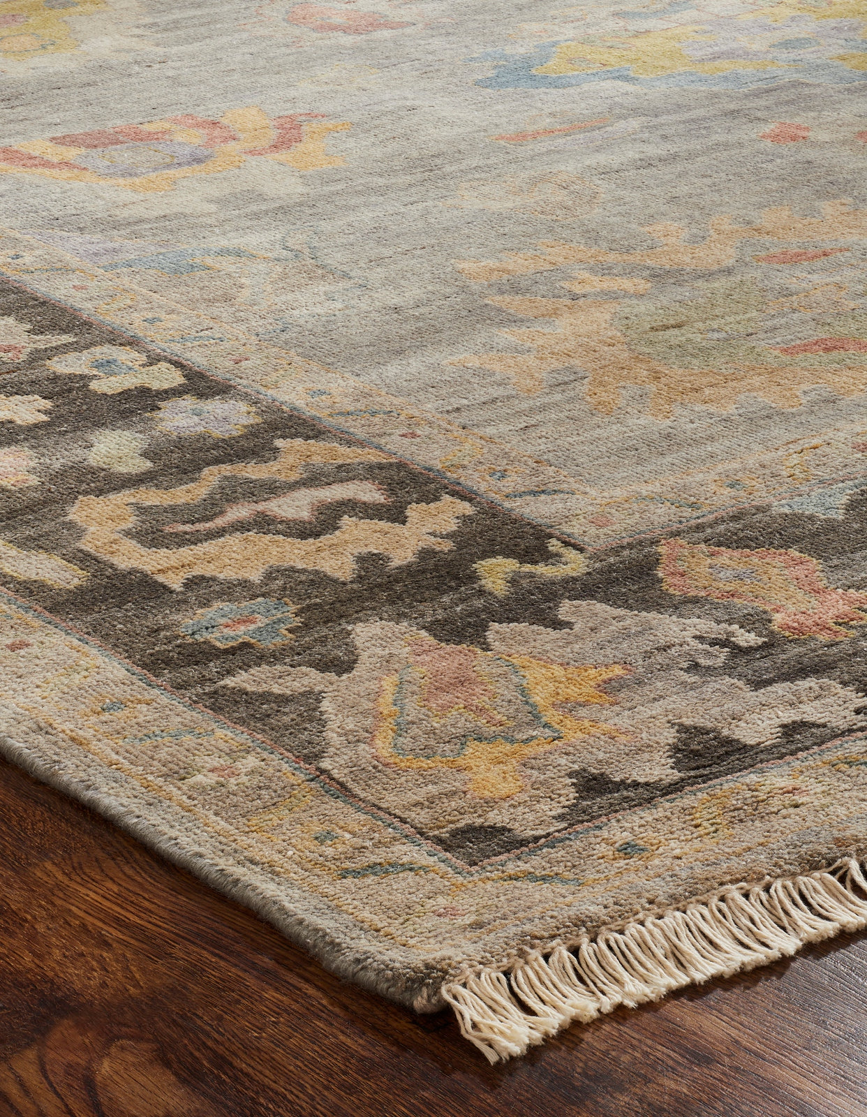 Adana AA894 Grey Flannel-Bark Wool & Silkette Blend Rug